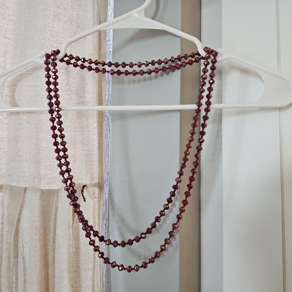 Elegant Burgundy Beaded Necklace